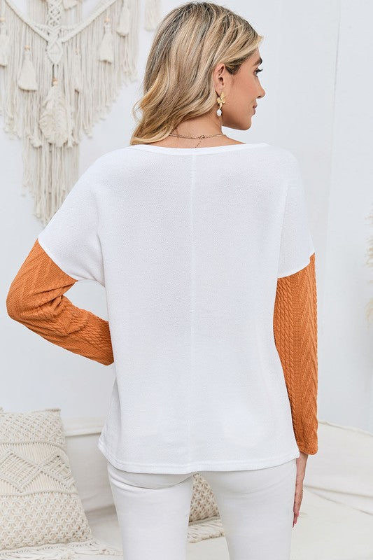 Cable Knit Round Neck Sweater