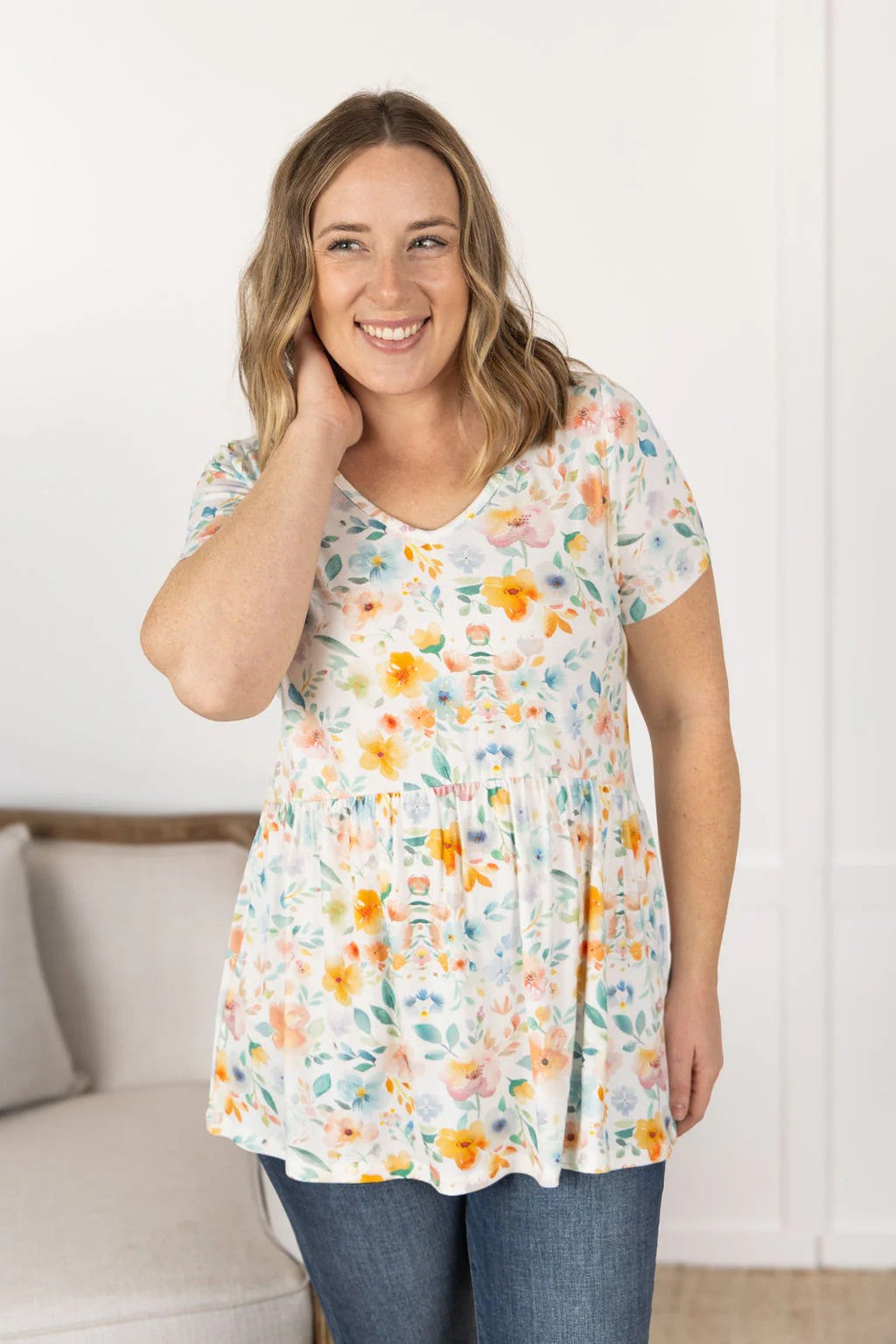 Multi-Color Floral Print Top