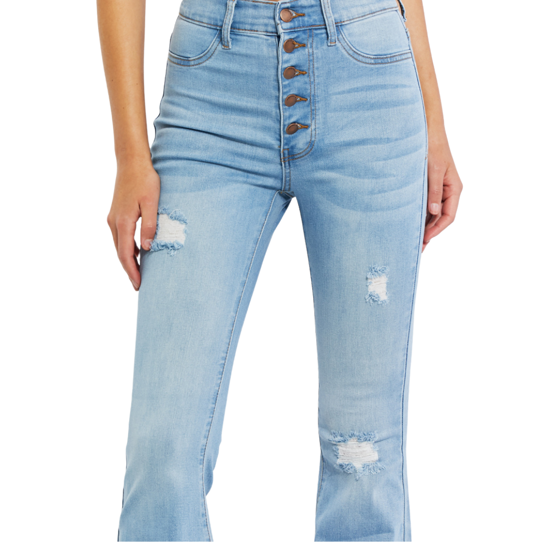 Button Fly Flare Jeans