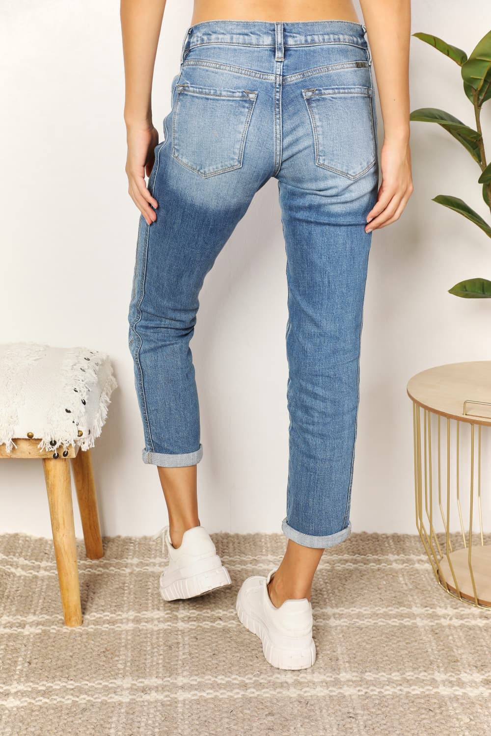 Mid Rise Slim Boyfriend Jeans