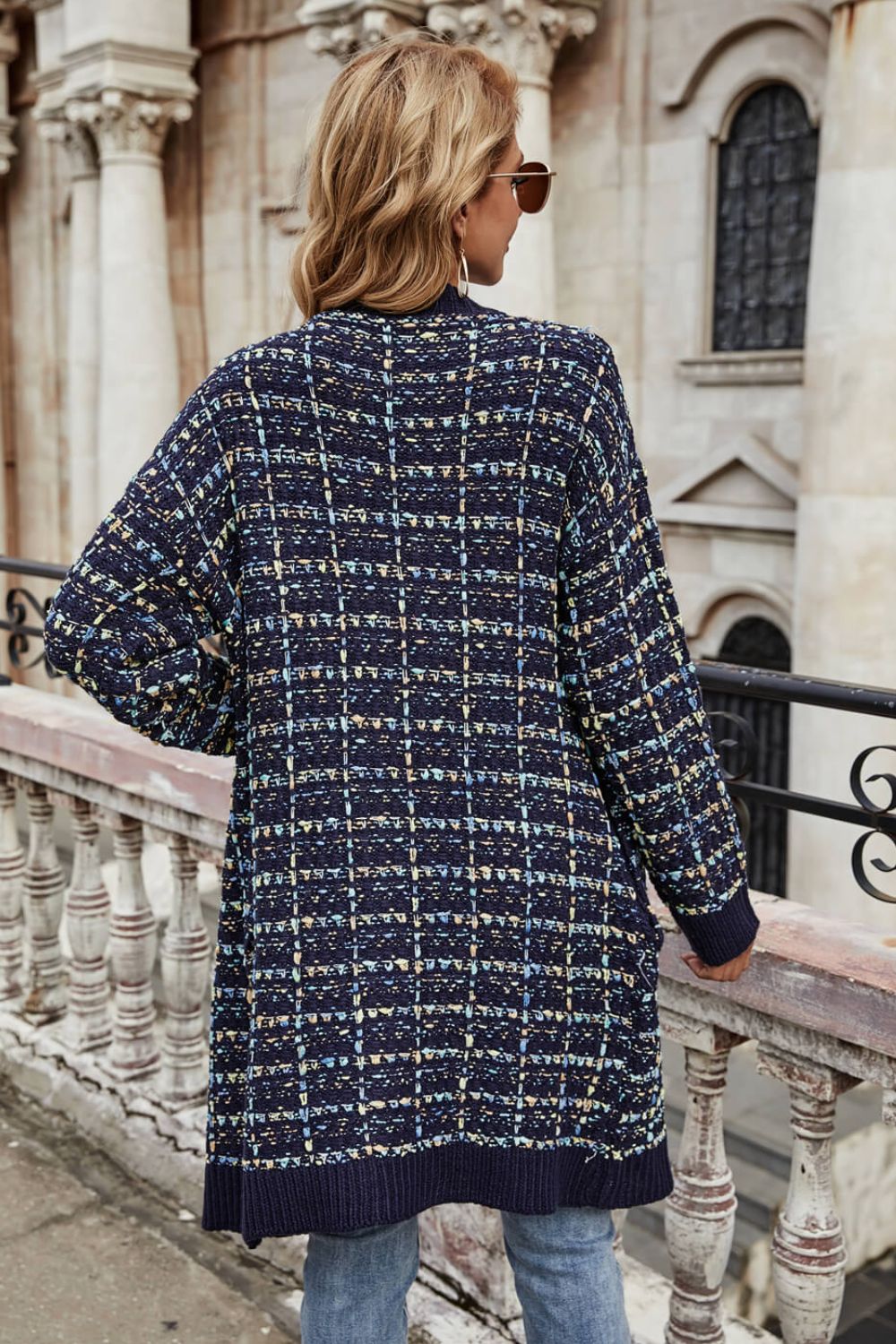 Multicolored Open Front Cardigan
