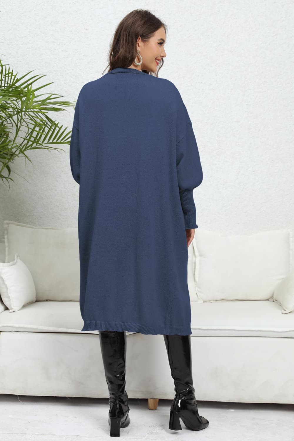 Lantern Sleeve Open Front Cardigan