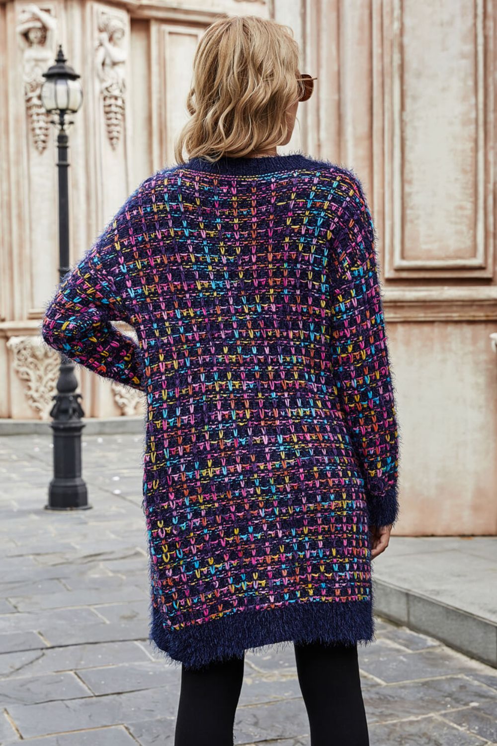 Multicolored Open Front Cardigan