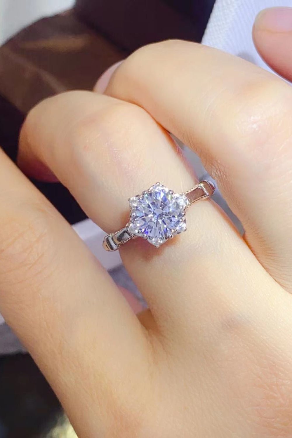 1 Carat Moissanite Sterling Silver Bloom Ring - Quelle's BoutiQue