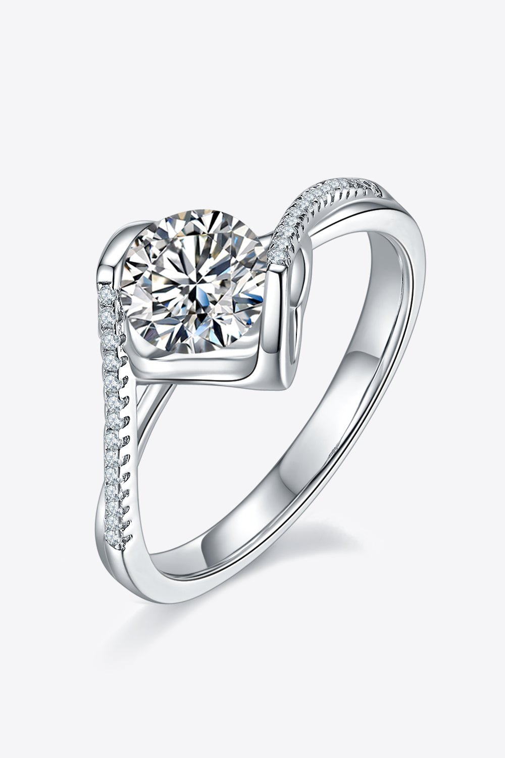 1 Carat Moissanite Sterling Silver Heart Twist Ring - Quelle's BoutiQue