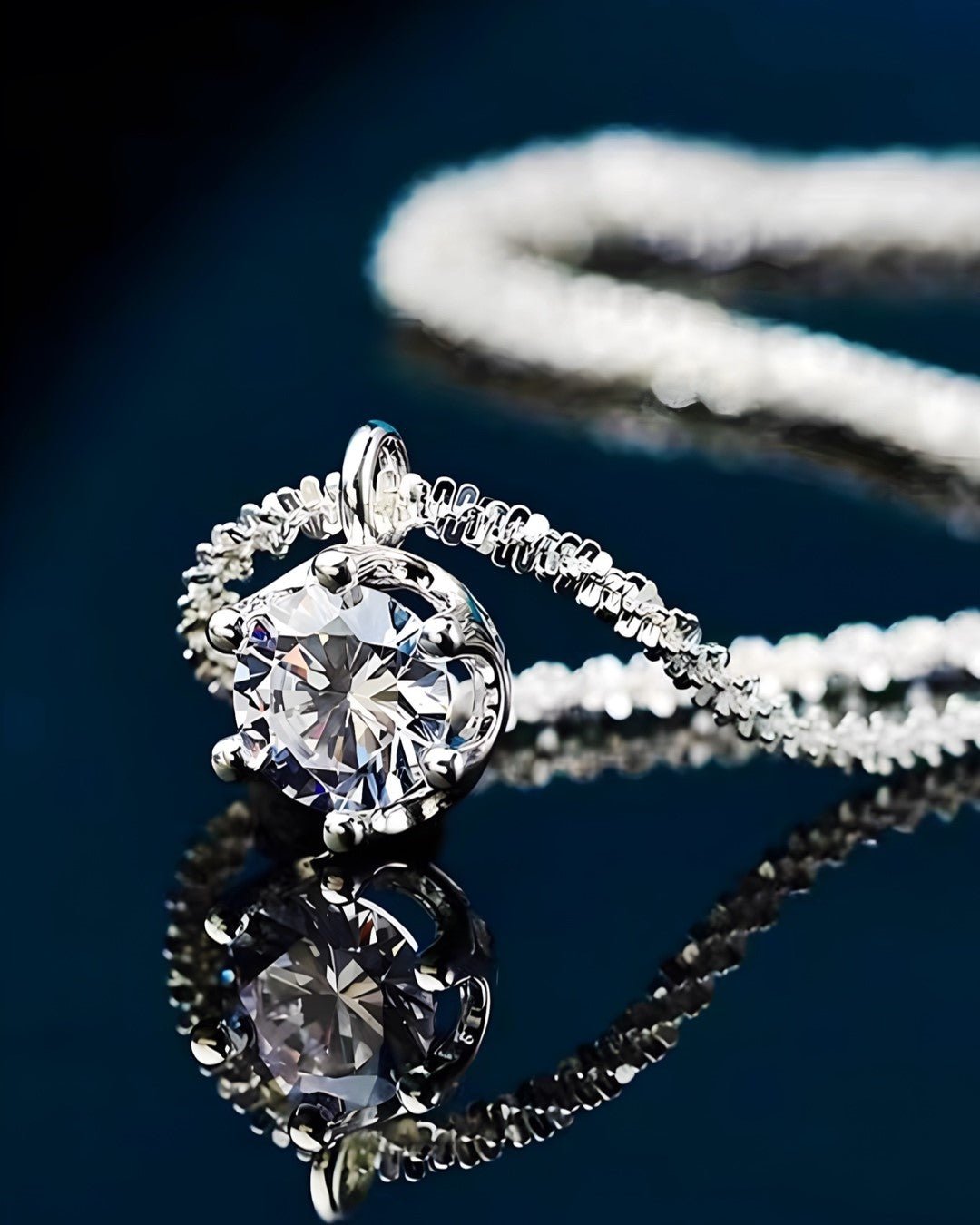 1 Carat Round Moissanite Sterling Silver Necklace - Quelle's BoutiQue