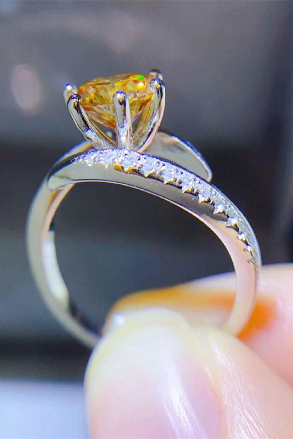 1 Carat Yellow Moissanite Sterling Silver Ring - Quelle's BoutiQue