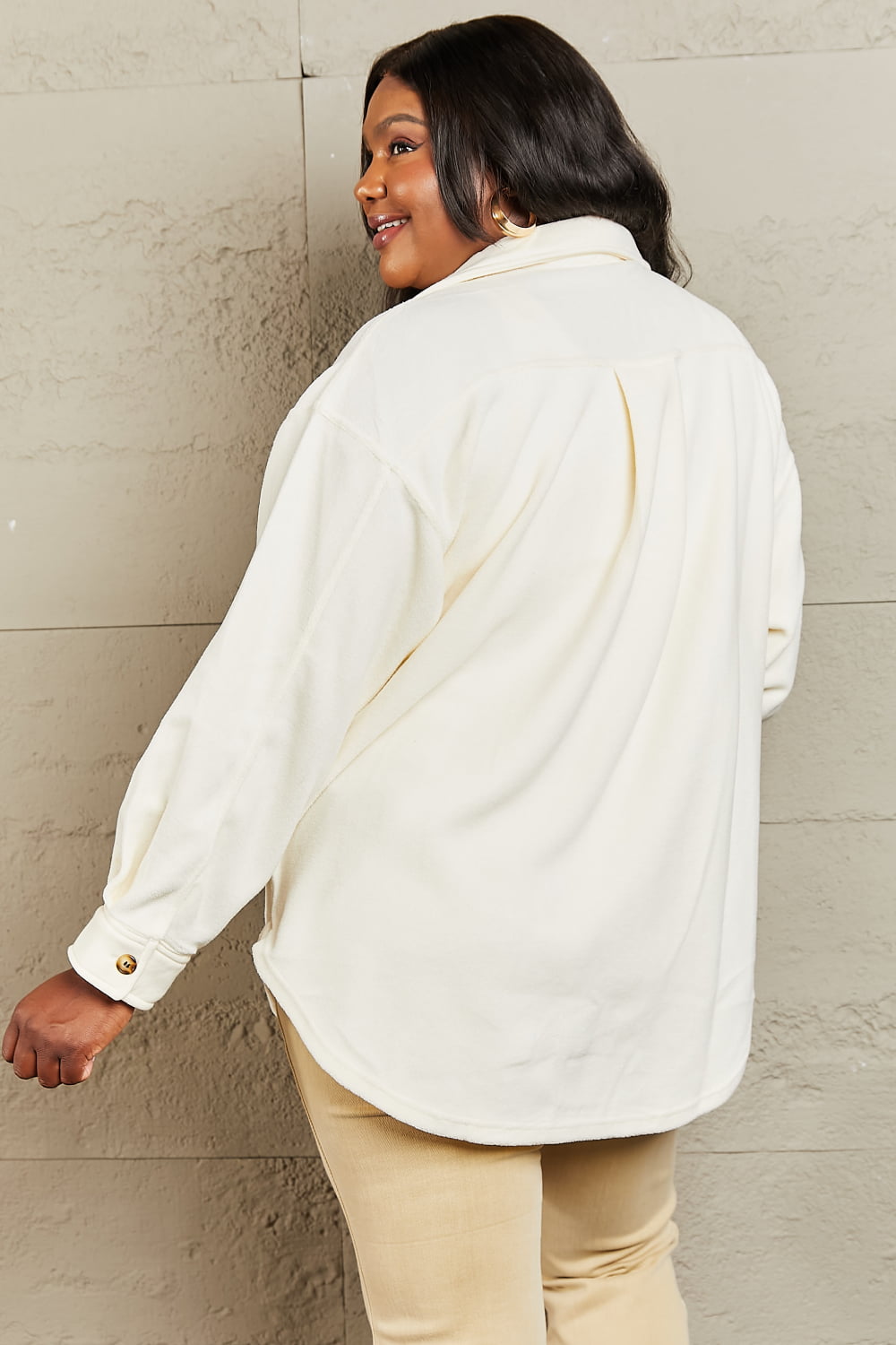 Cream Casual Button Front Jacket - Quelle's BoutiQue