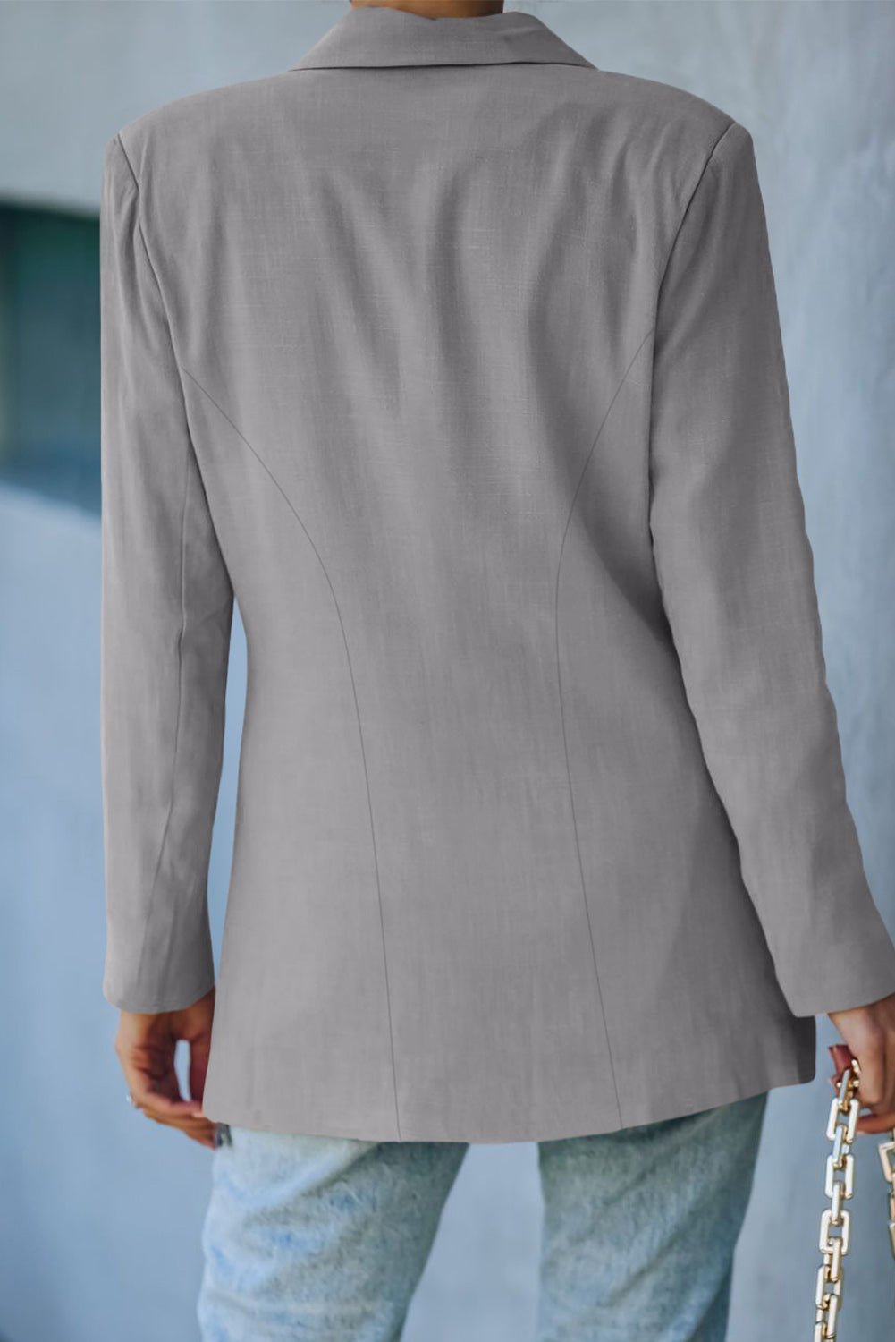 Double-Breasted Padded Shoulder Blazer - Quelle's BoutiQue