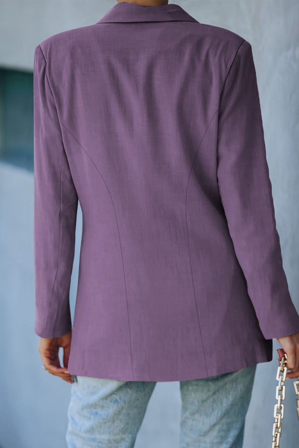 Double-Breasted Padded Shoulder Blazer - Quelle's BoutiQue