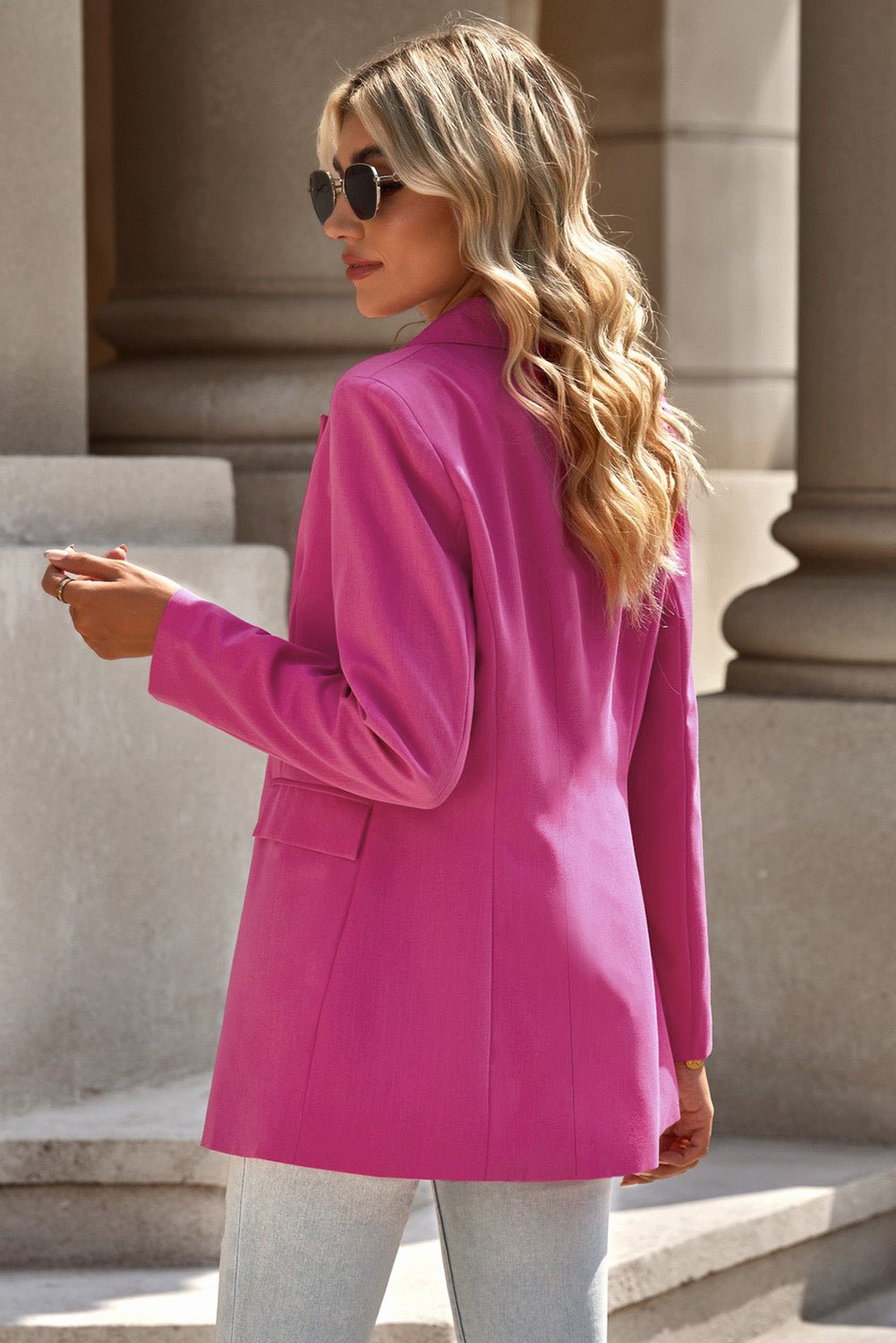 Double-Breasted Padded Shoulder Blazer - Quelle's BoutiQue