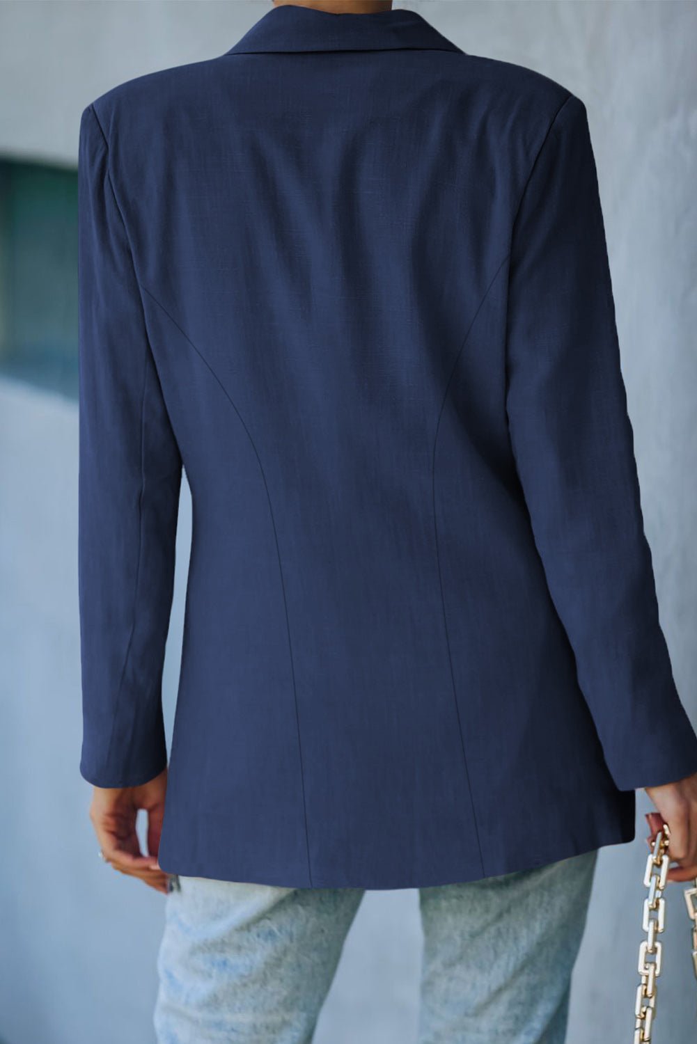 Double-Breasted Padded Shoulder Blazer - Quelle's BoutiQue