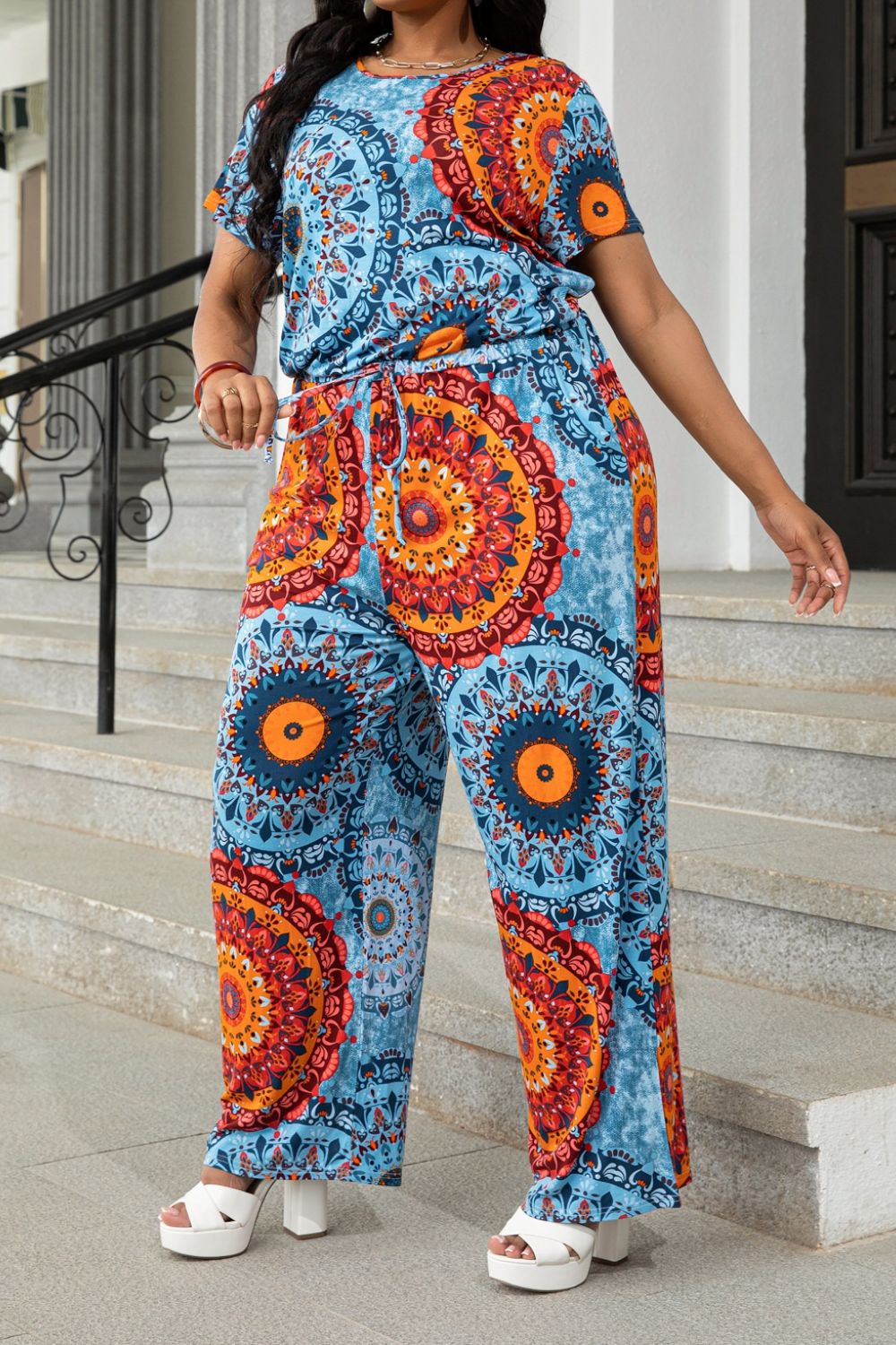Drawstring Waist Short Sleeve Jumpsuit - Quelle's BoutiQue