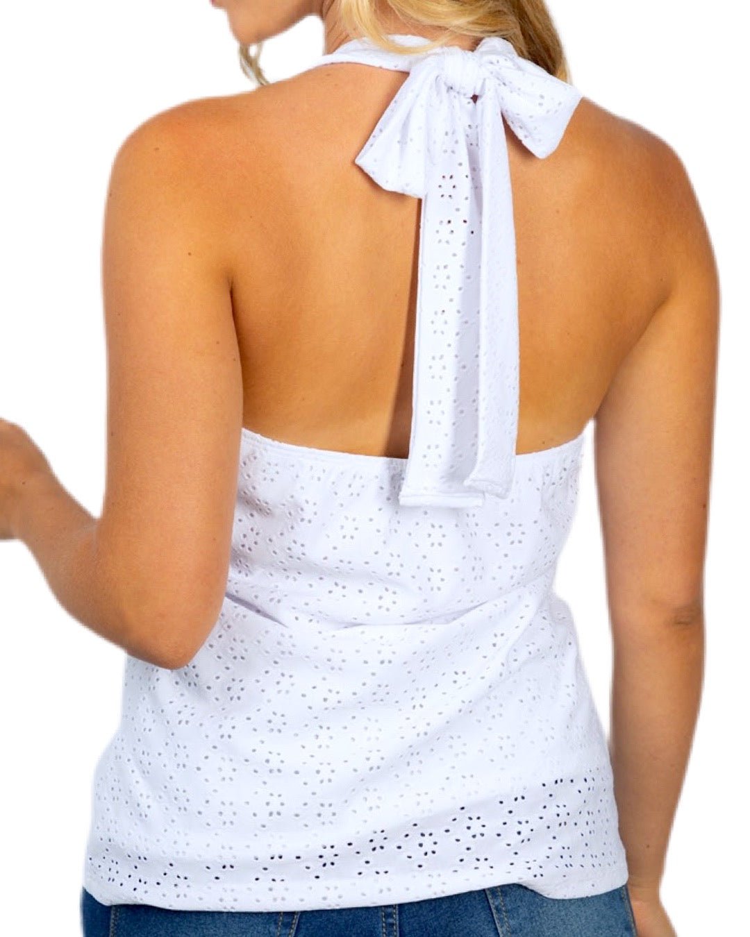 Eyelet Halter-Neck Top - Quelle's BoutiQue