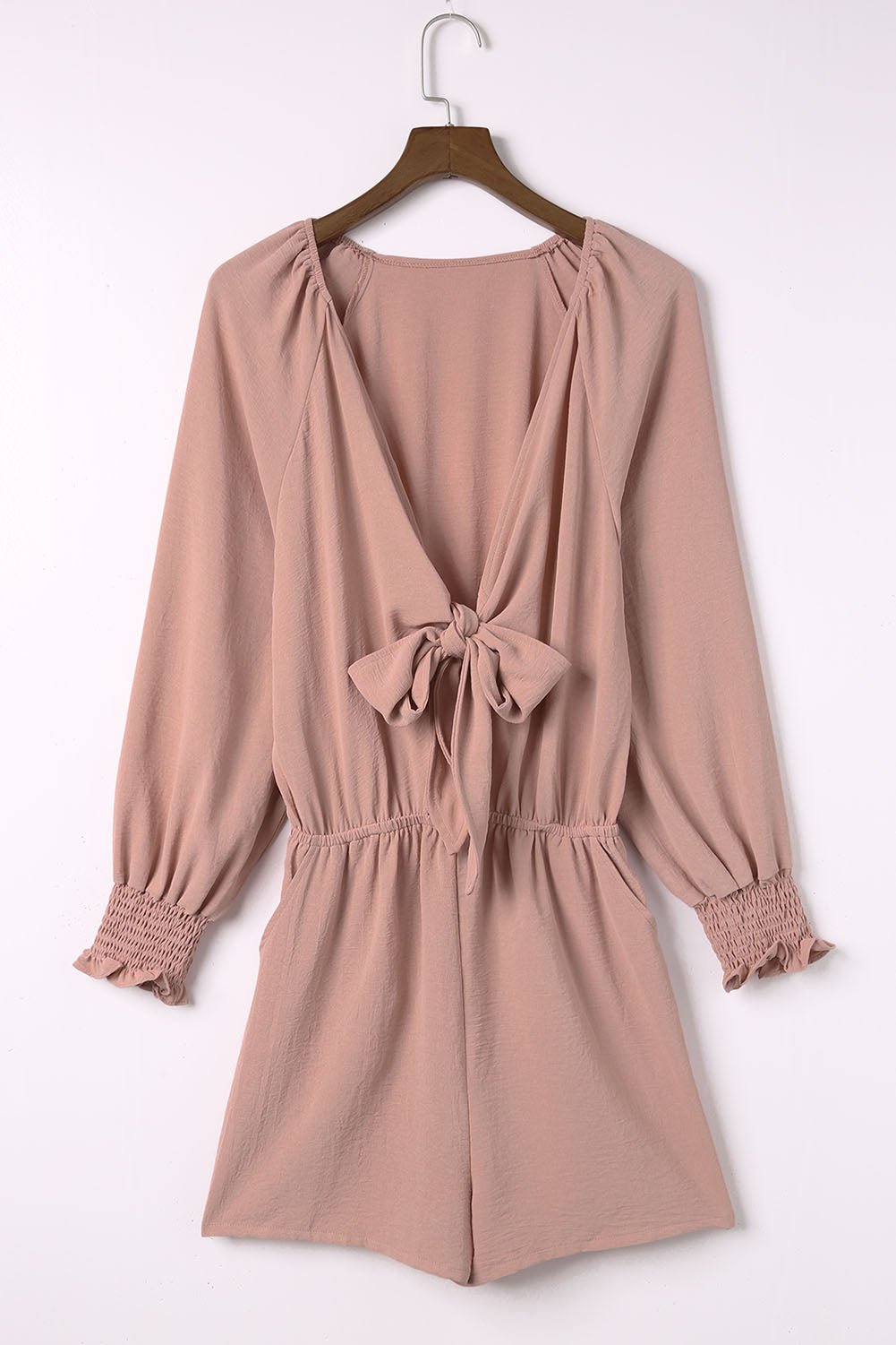 Flounce Sleeve Plunge Neck Romper - Quelle's BoutiQue