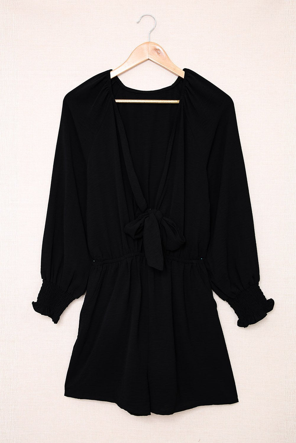 Flounce Sleeve Plunge Neck Romper - Quelle's BoutiQue