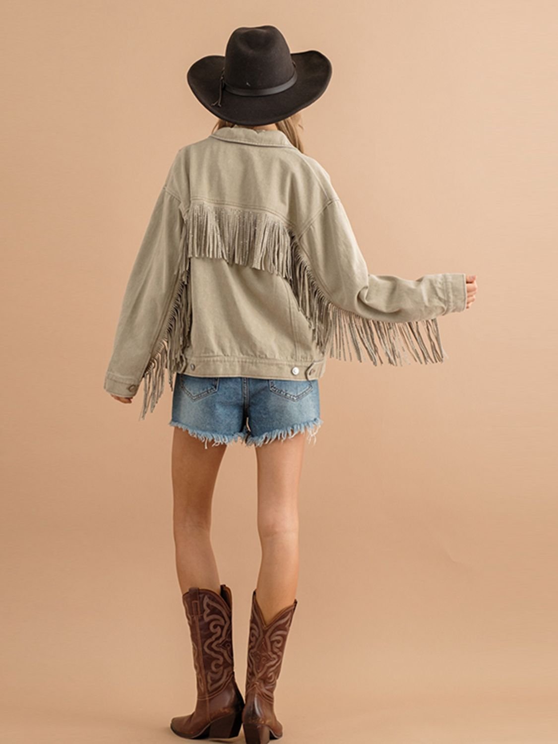 Fringe Detail Denim Jacket - Quelle's BoutiQue