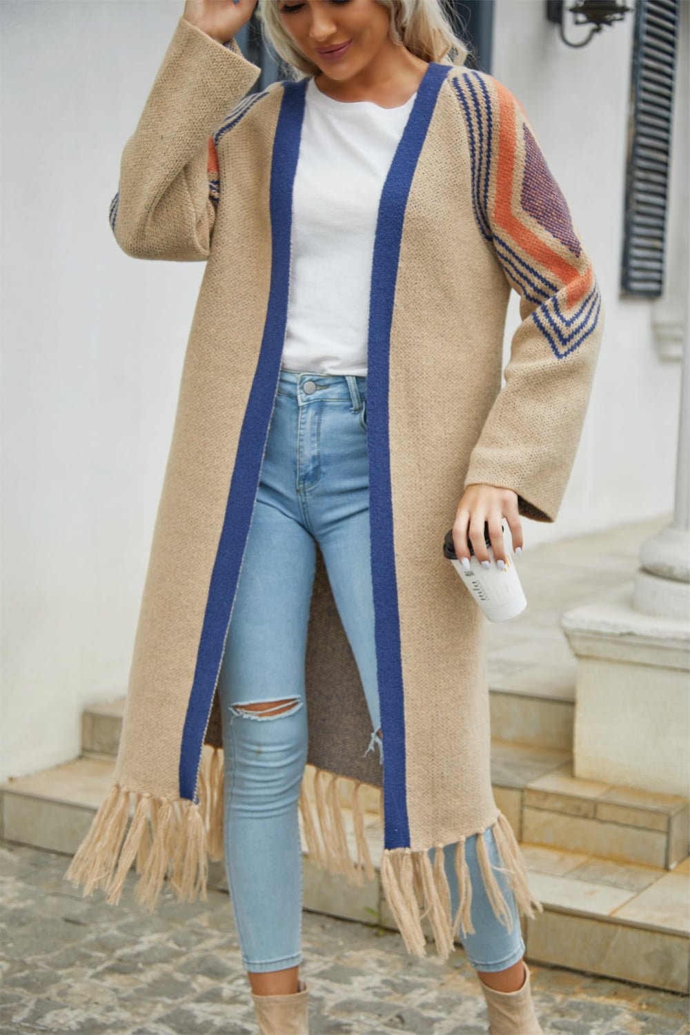 Fringe Hem Open Front Cardigan - Quelle's BoutiQue
