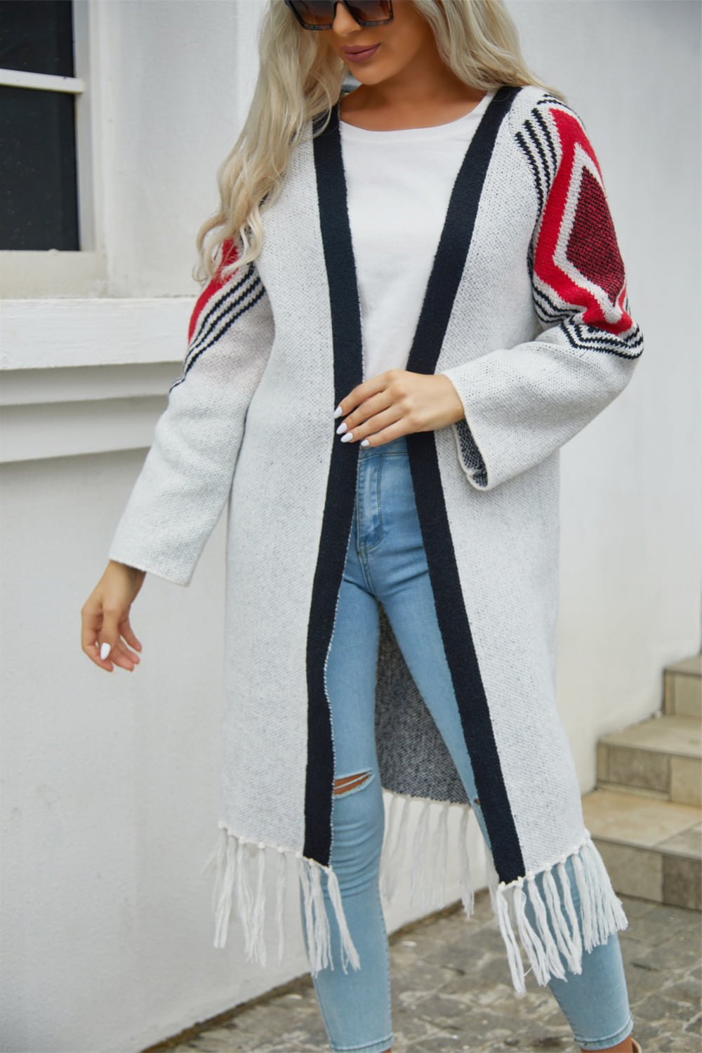 Fringe Hem Open Front Cardigan - Quelle's BoutiQue
