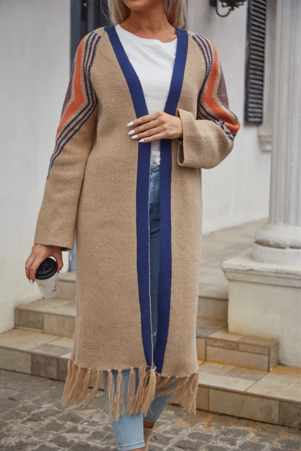 Fringe Hem Open Front Cardigan - Quelle's BoutiQue