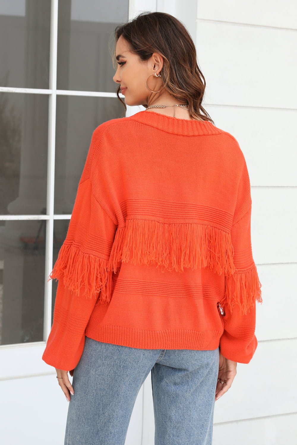Fringe Trim Open Front Cardigan - Quelle's BoutiQue