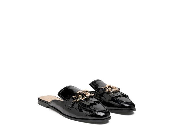 GLADIOLI METAL BUCKLED FRINGE DETAIL MULES - Quelle's BoutiQue