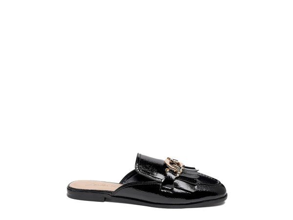 GLADIOLI METAL BUCKLED FRINGE DETAIL MULES - Quelle's BoutiQue