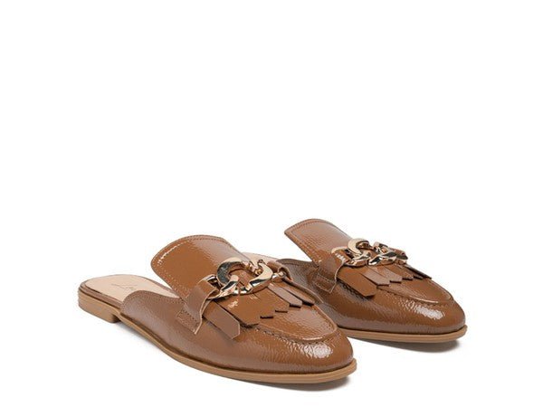 GLADIOLI METAL BUCKLED FRINGE DETAIL MULES - Quelle's BoutiQue
