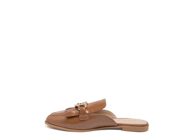 GLADIOLI METAL BUCKLED FRINGE DETAIL MULES - Quelle's BoutiQue