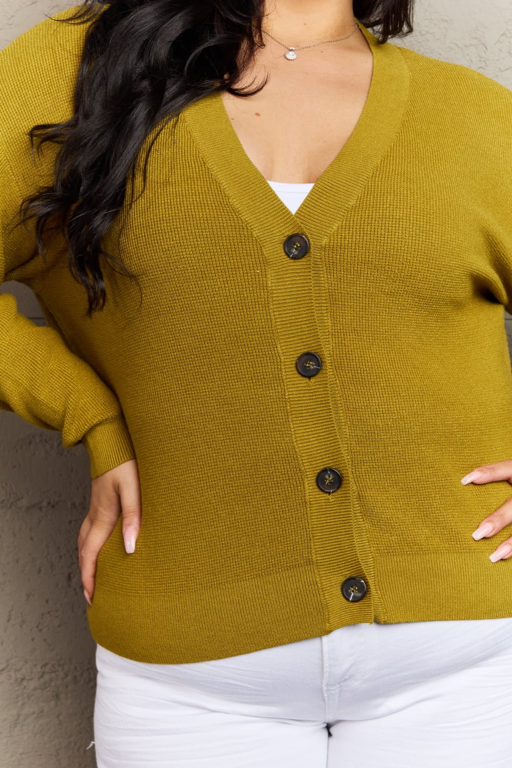 Golden-Olive Button Down Cardigan - Quelle's BoutiQue