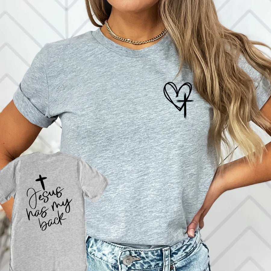 Jesus Has Your Back Print Tee - Quelle's BoutiQue