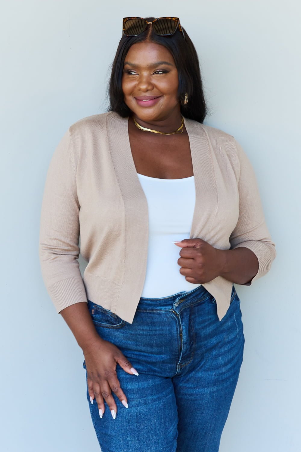 Khaki Cropped Cardigan - Quelle's BoutiQue