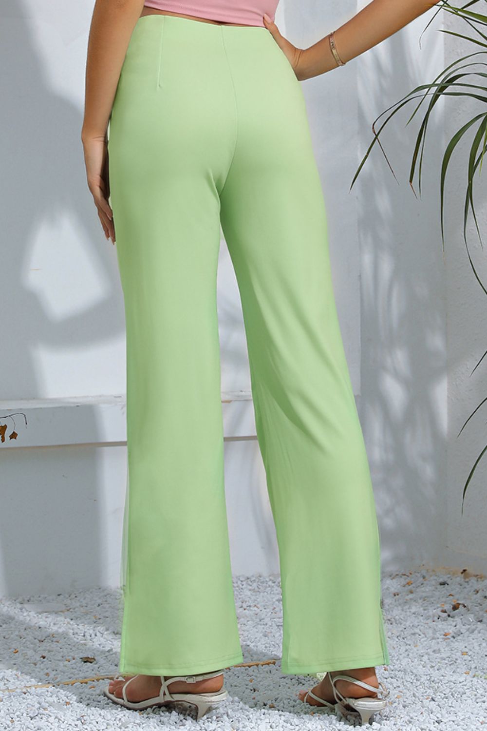 Mint Green Slit Flare Pants - Quelle's BoutiQue