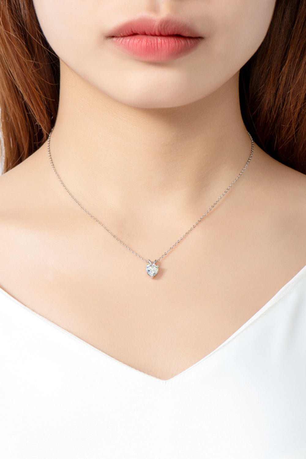 Moissanite Heart-Shaped Pendant Necklace - Quelle's BoutiQue