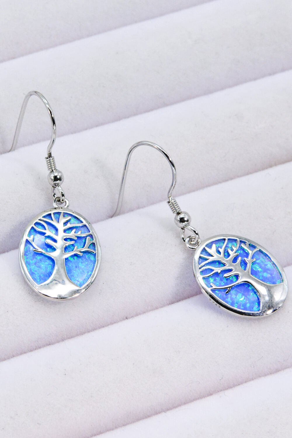 Opal Blue Sterling Silver Drop Earrings - Quelle's BoutiQue