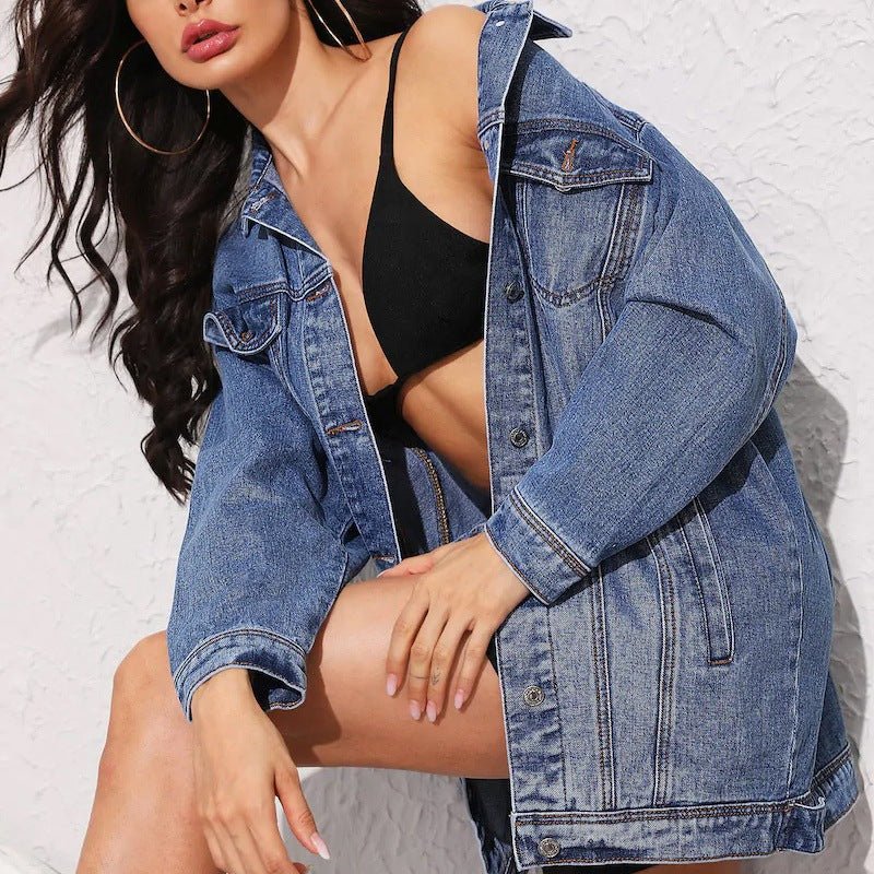 Oversized Long Sleeve Denim Jacket - Quelle's BoutiQue