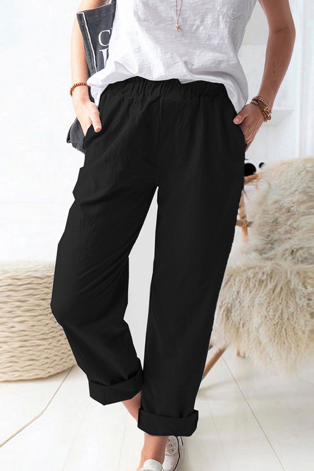 Paperbag Waist Pull-On Pants - Quelle's BoutiQue
