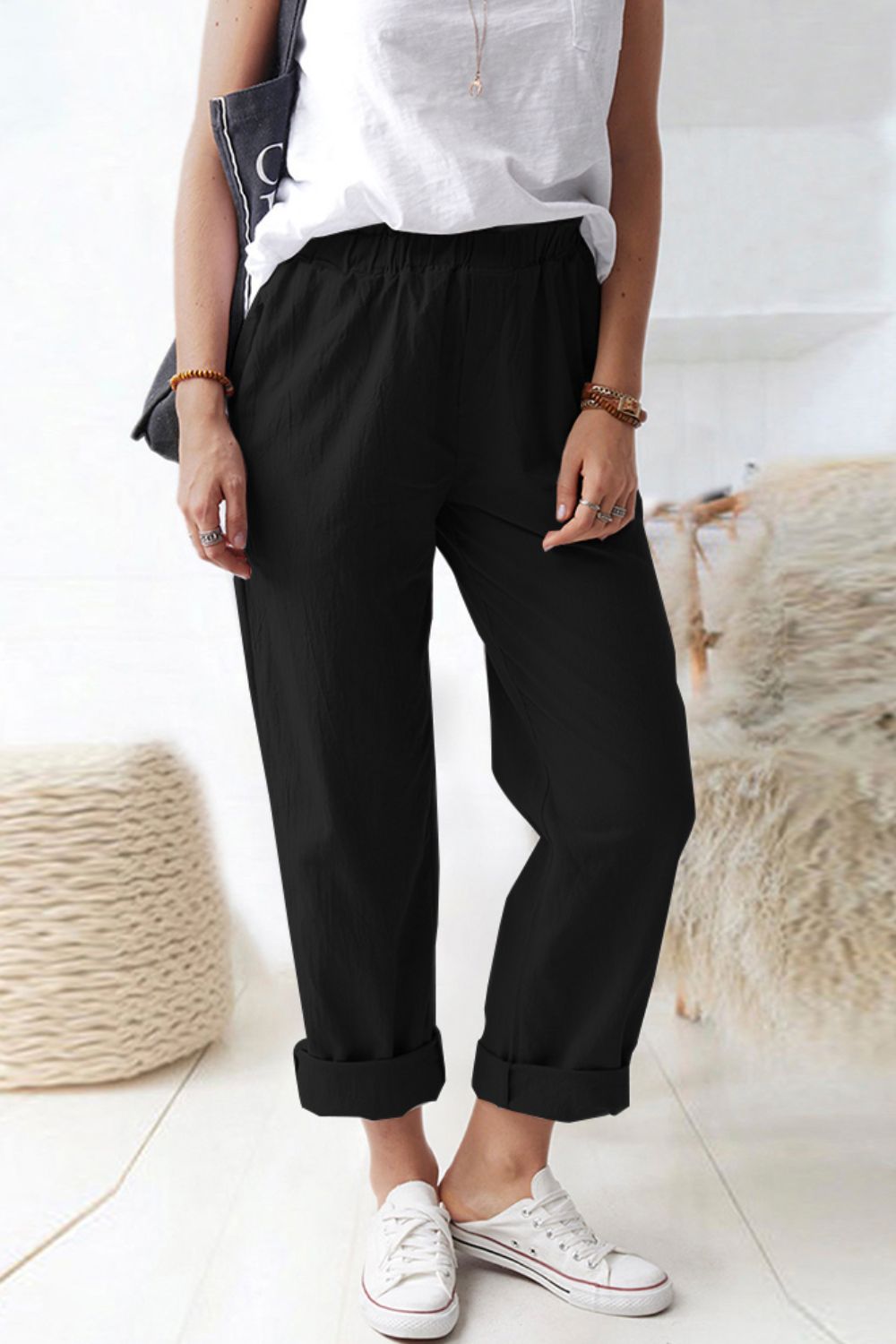 Paperbag Waist Pull-On Pants - Quelle's BoutiQue
