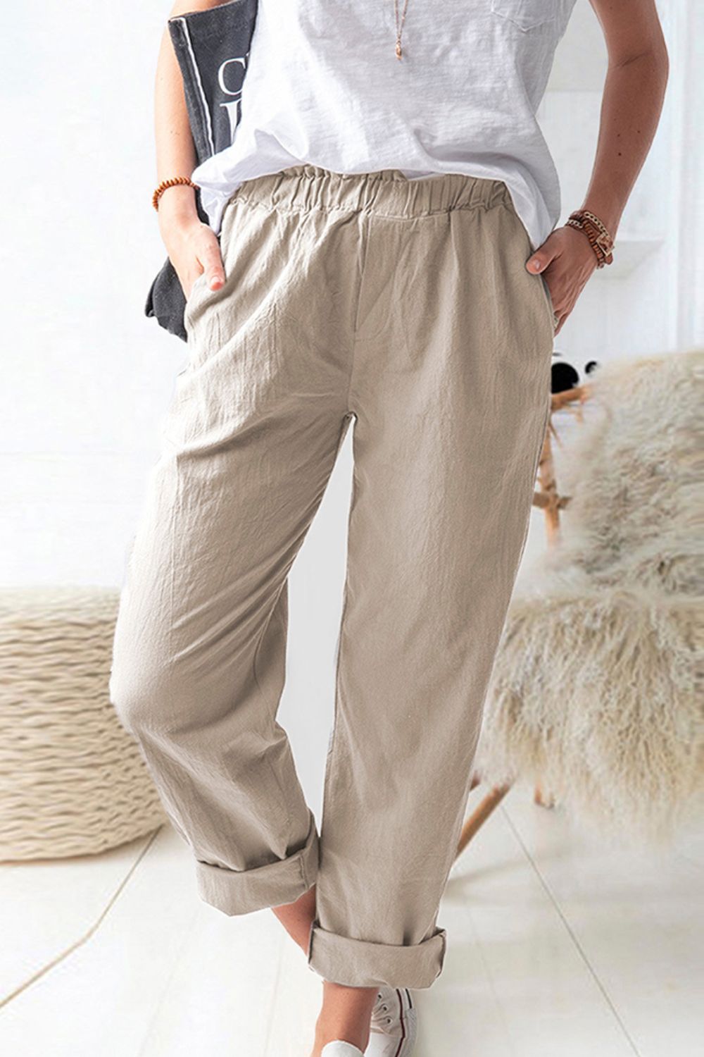 Paperbag Waist Pull-On Pants - Quelle's BoutiQue
