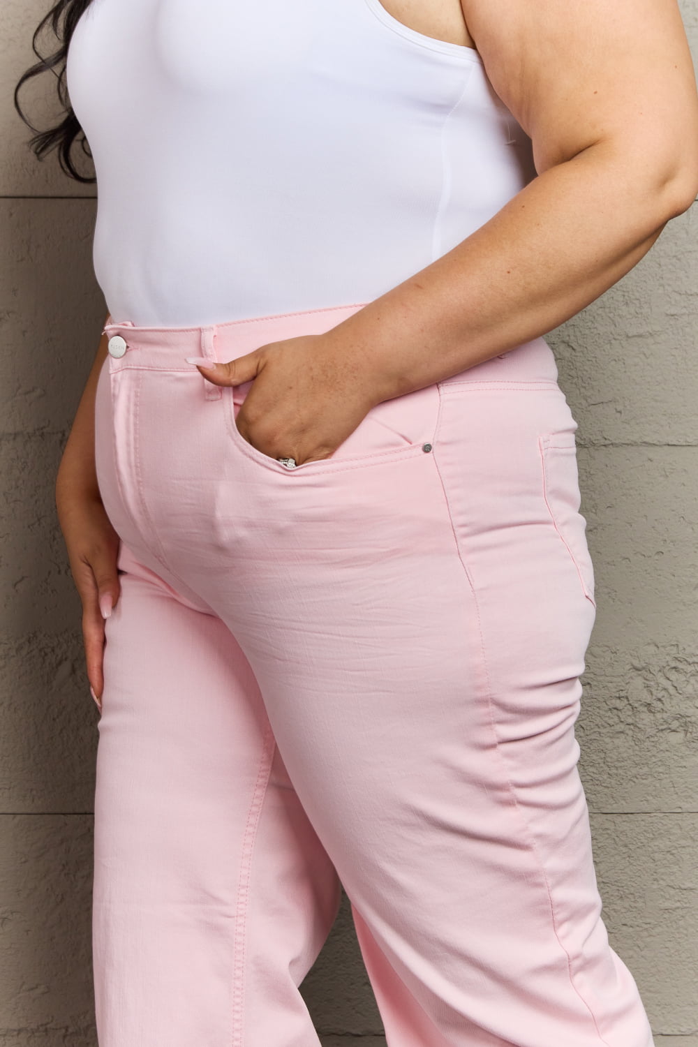 Pink Raw Hem Wide Leg Jeans - Quelle's BoutiQue