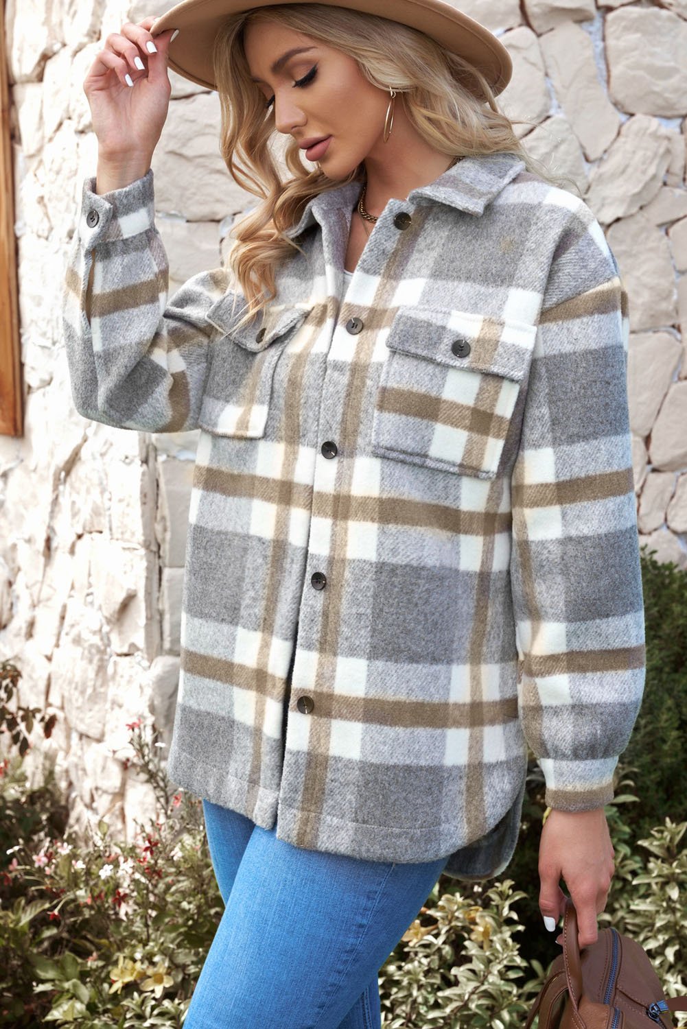 Plaid Front Pocket Jacket - Quelle's BoutiQue