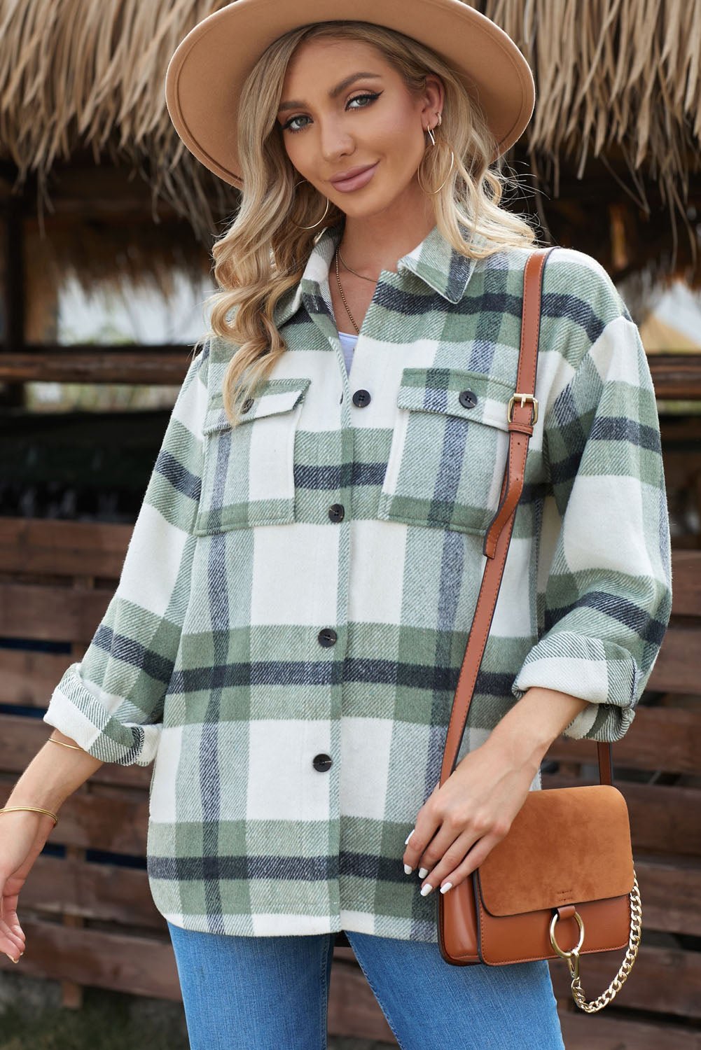 Plaid Front Pocket Jacket - Quelle's BoutiQue