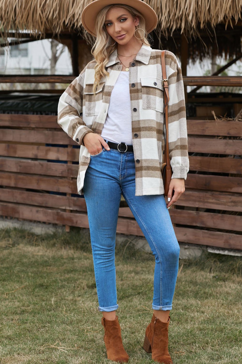 Plaid Front Pocket Jacket - Quelle's BoutiQue
