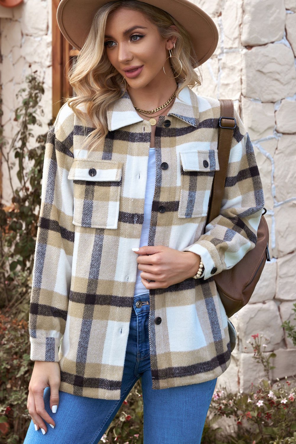 Plaid Front Pocket Jacket - Quelle's BoutiQue