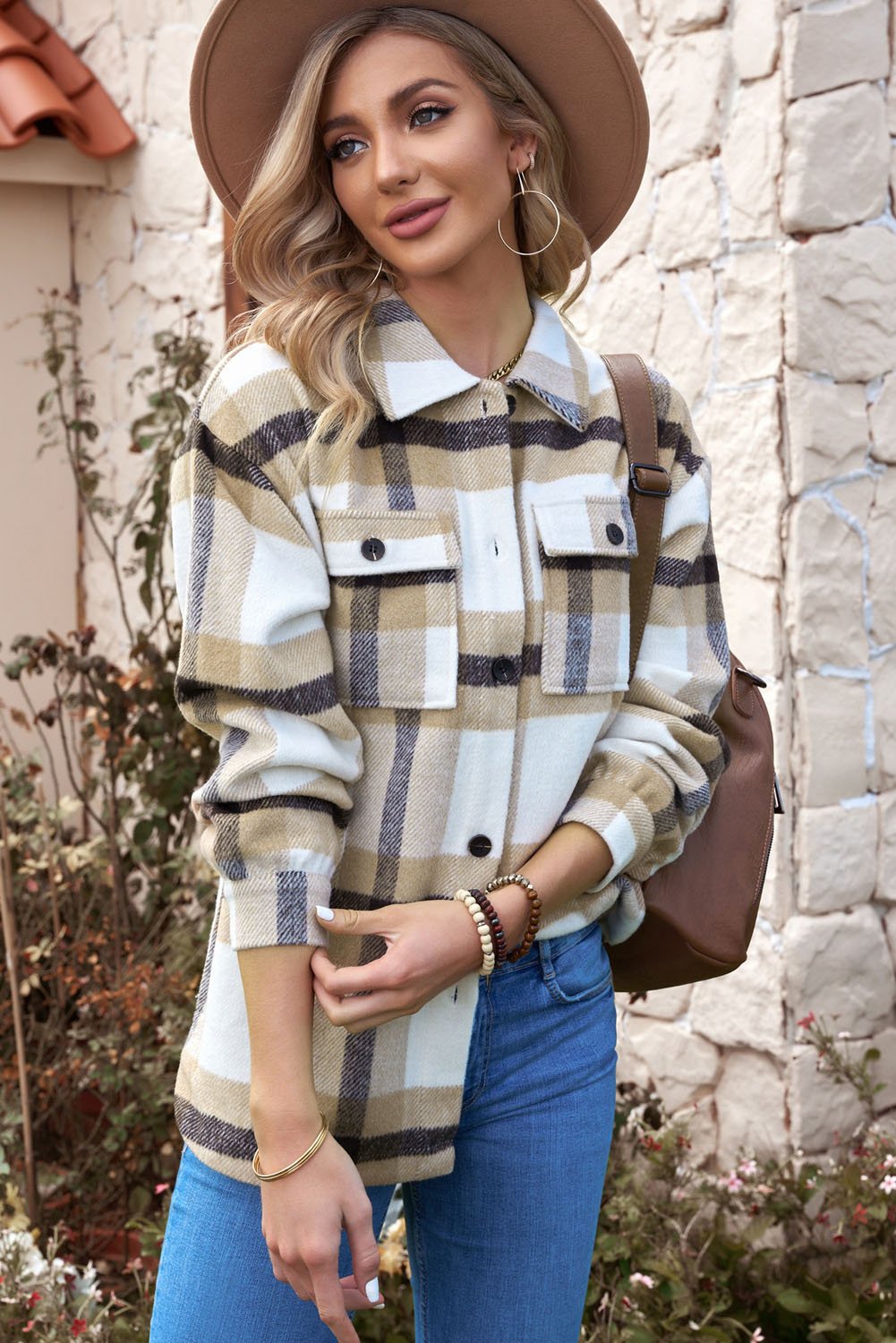 Plaid Front Pocket Jacket - Quelle's BoutiQue