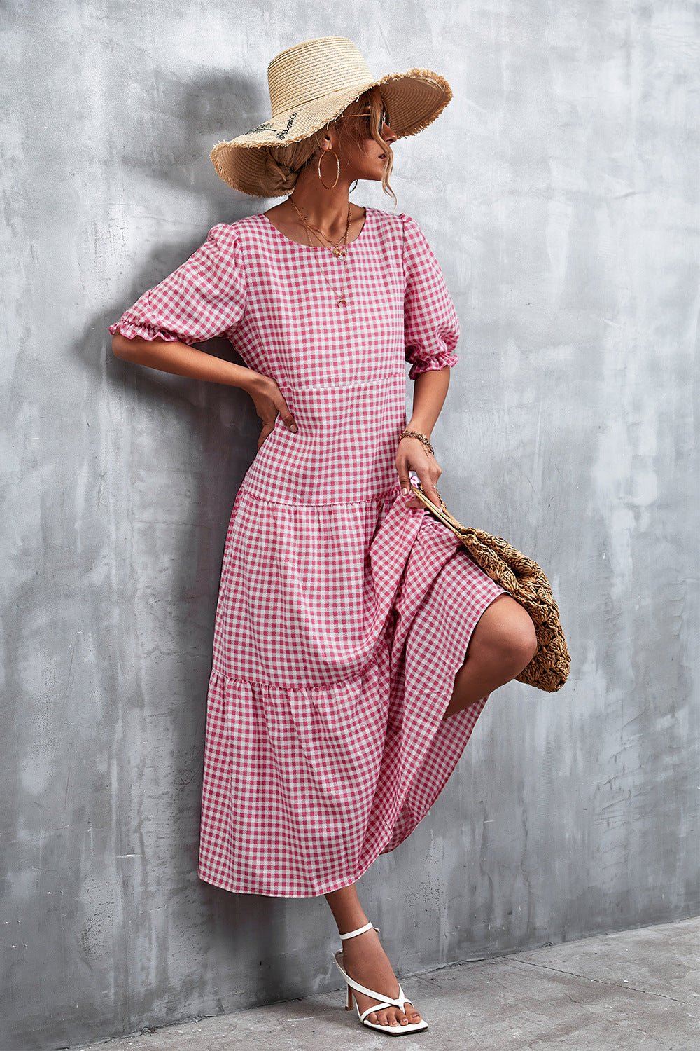 Printed Flounce Sleeve Tiered Dress - Quelle's BoutiQue