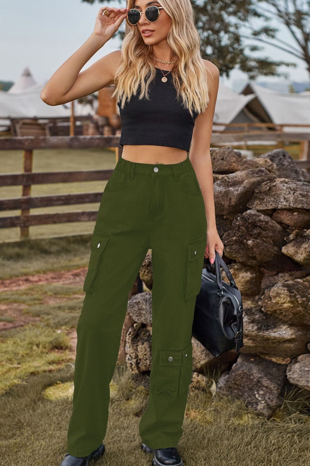 Relaxed Fit Cargo Denim Jeans - Quelle's BoutiQue