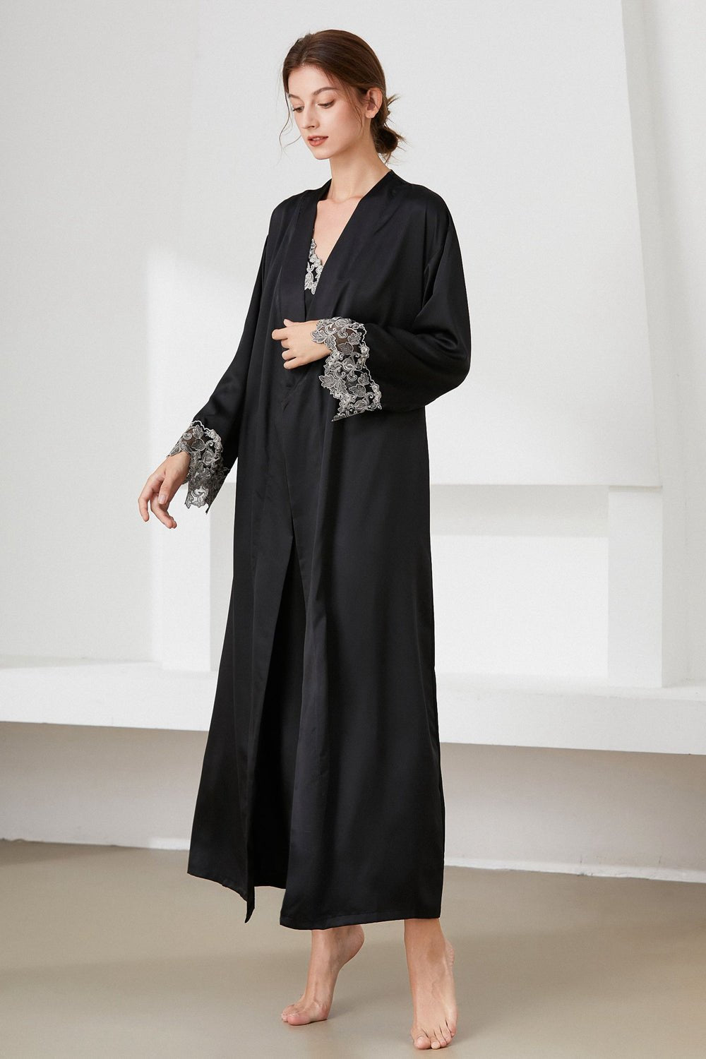 Satin Night Dress and Robe Set - Quelle's BoutiQue