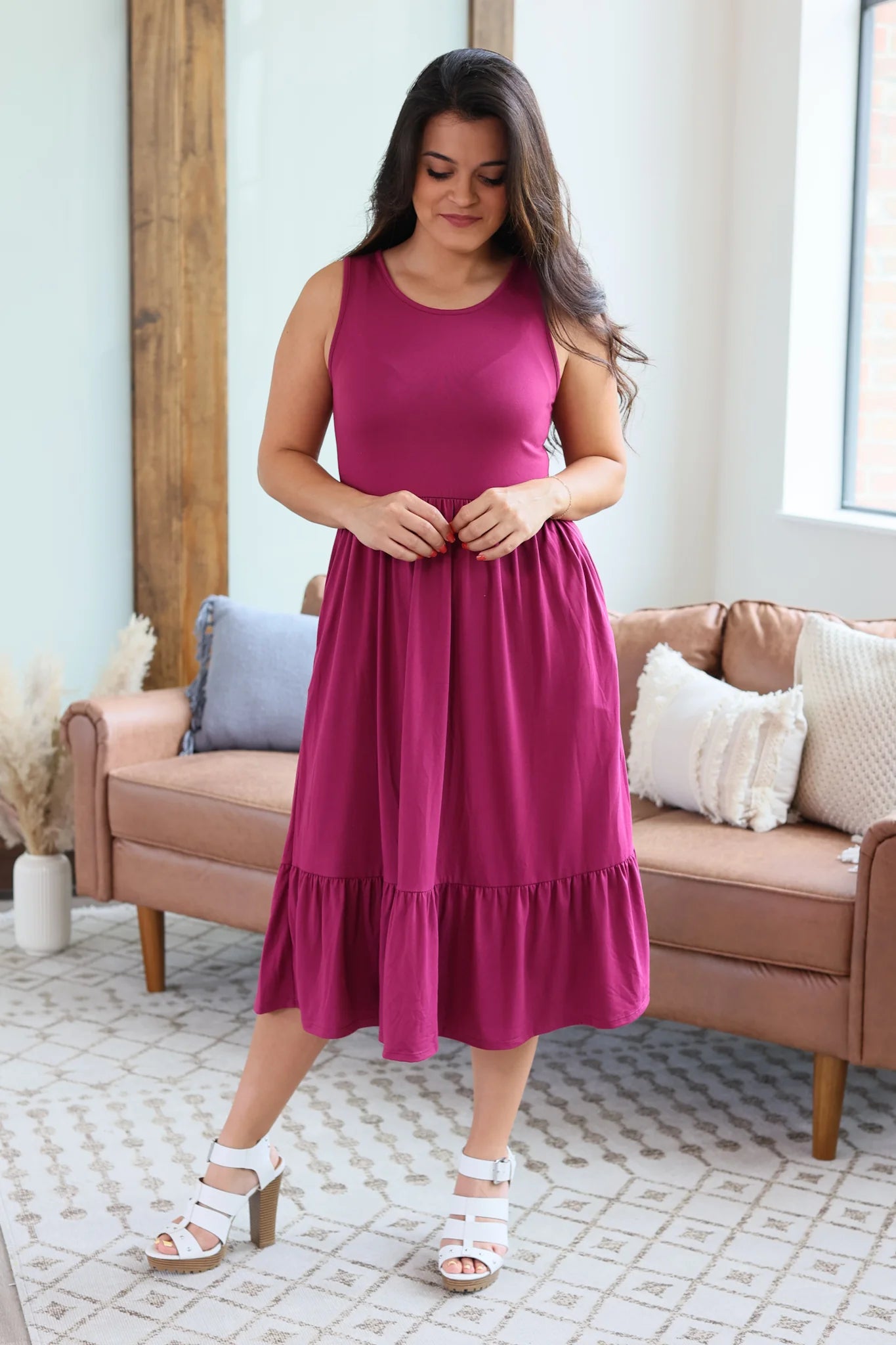 Solid Midi Tank Dress - Quelle's BoutiQue