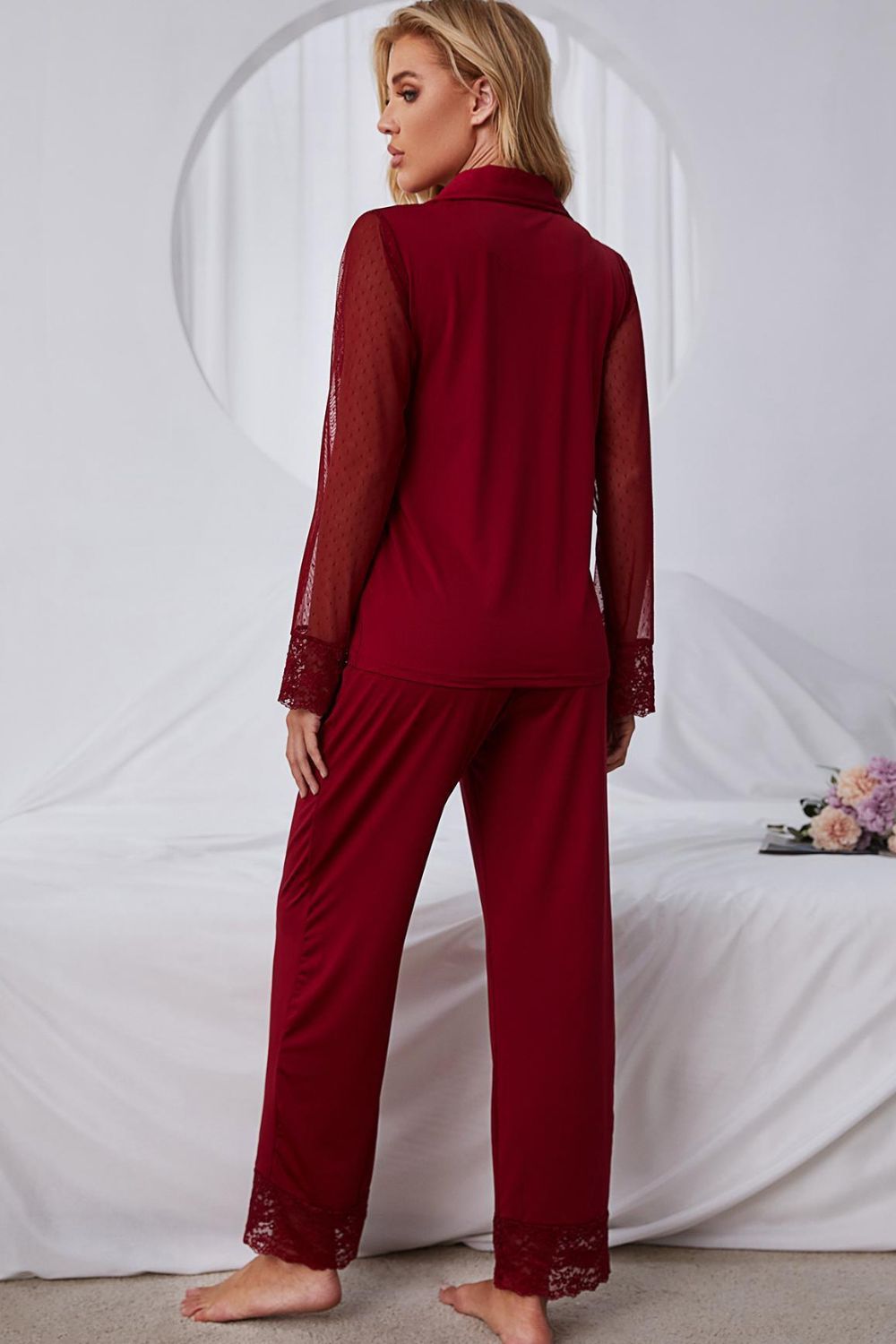 Spliced Lace Pajama Set - Quelle's BoutiQue
